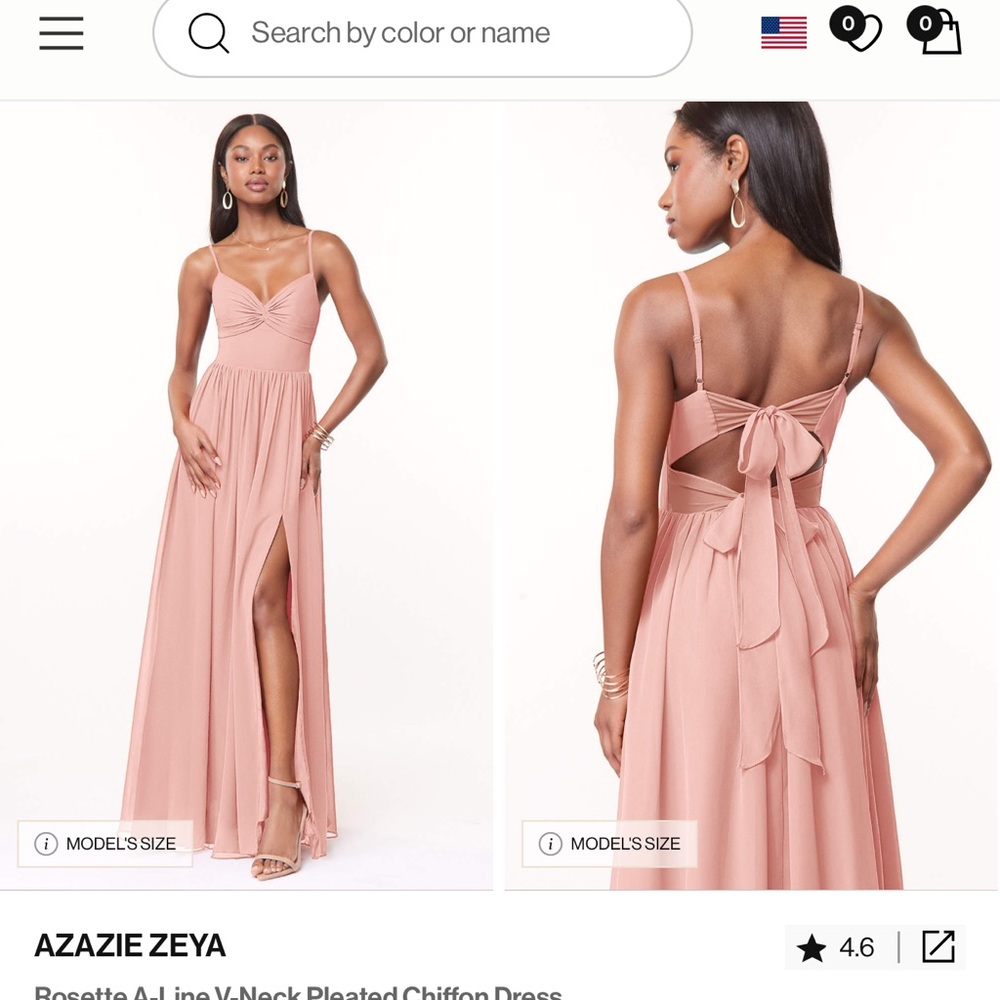 Azazie Zeya Pink Chiffon Dress